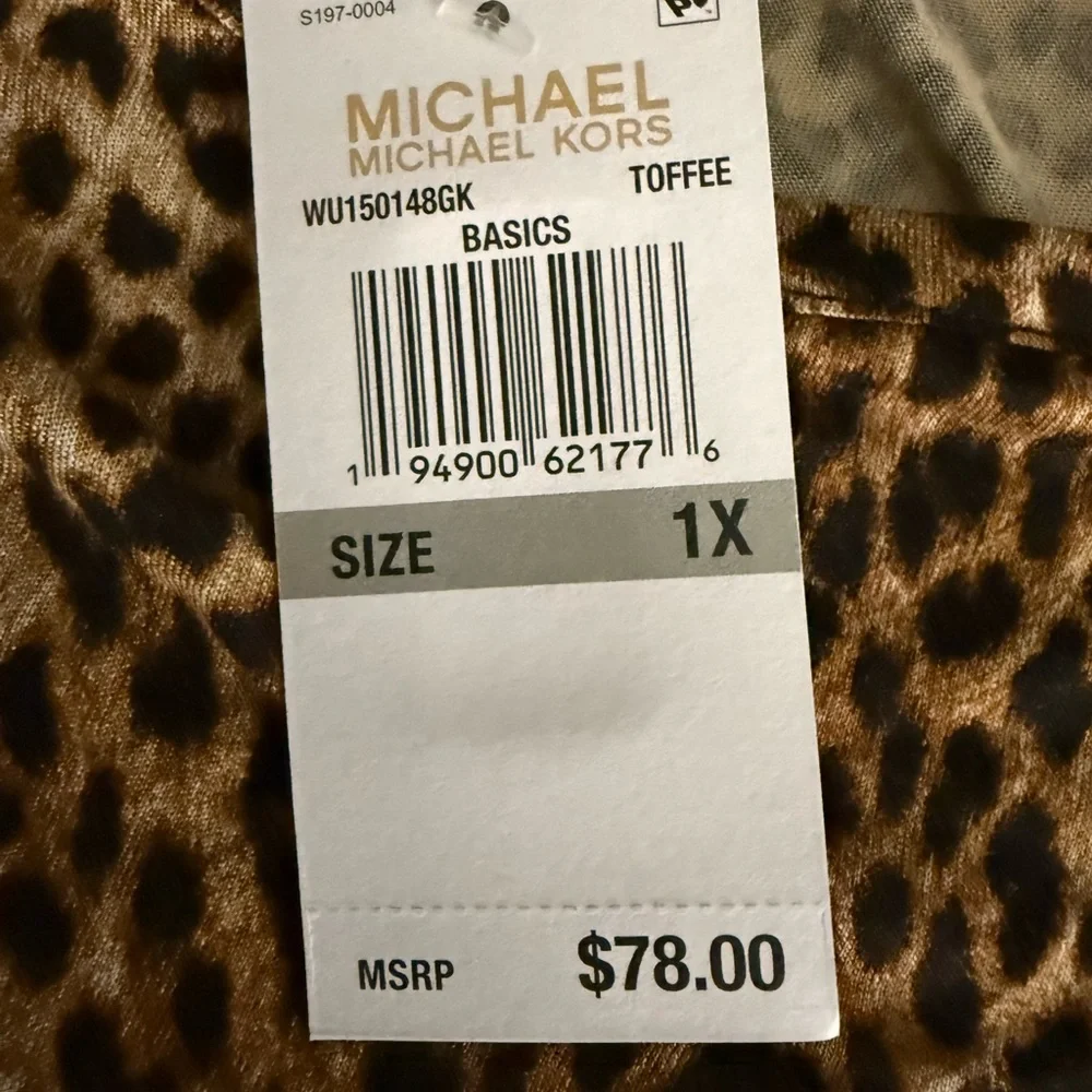 NWT Michael Kors cheetah Leopard Print Long Sleeve Top-toffee size 1x - Picture 4 of 6